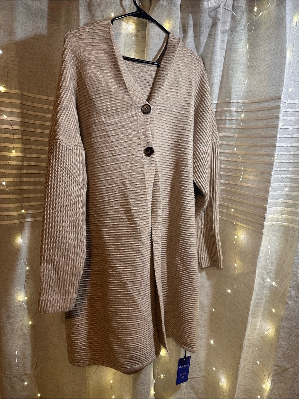 NWT Ribbed V-Neck Button Cardigan Sweater - Light Taupe